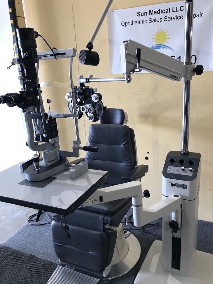 Reliance Exam chair and Instrument Stand, Haag Streit 900 Slit Lamp